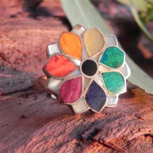 Estimated Multicolor Flower Ring or Pendant