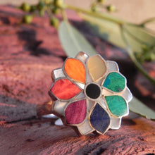 Estimated Multicolor Flower Ring or Pendant