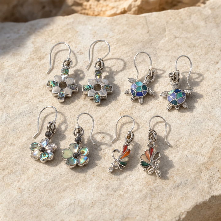 Small Flower Stone Earrings Lot