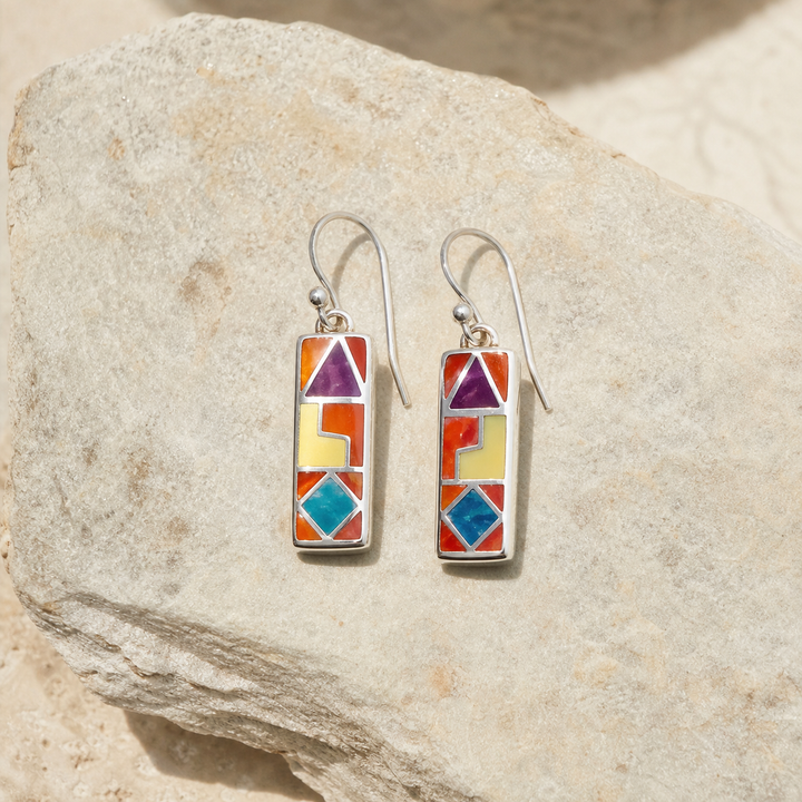 Rectangular Mosaic Drop Earrings