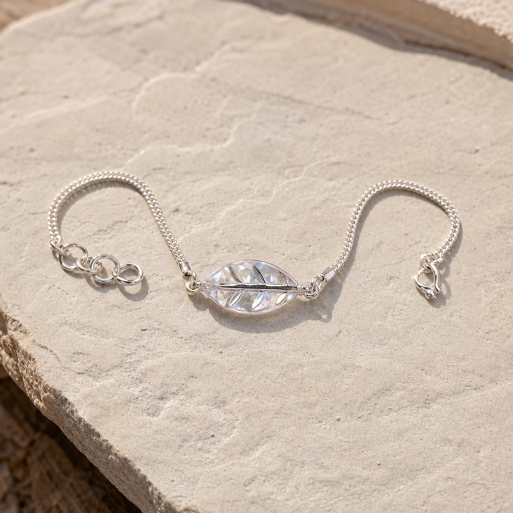 Clear Stone Link Silver Bracelet