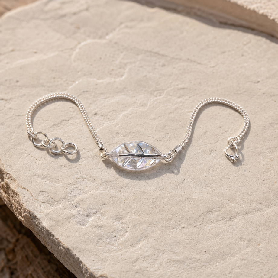Clear Stone Link Silver Bracelet