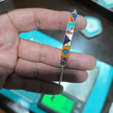 Orange and Green Mosaic Link Bracelet