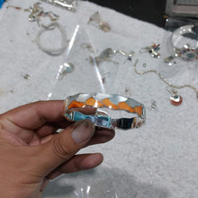 Orange and Green Mosaic Link Bracelet