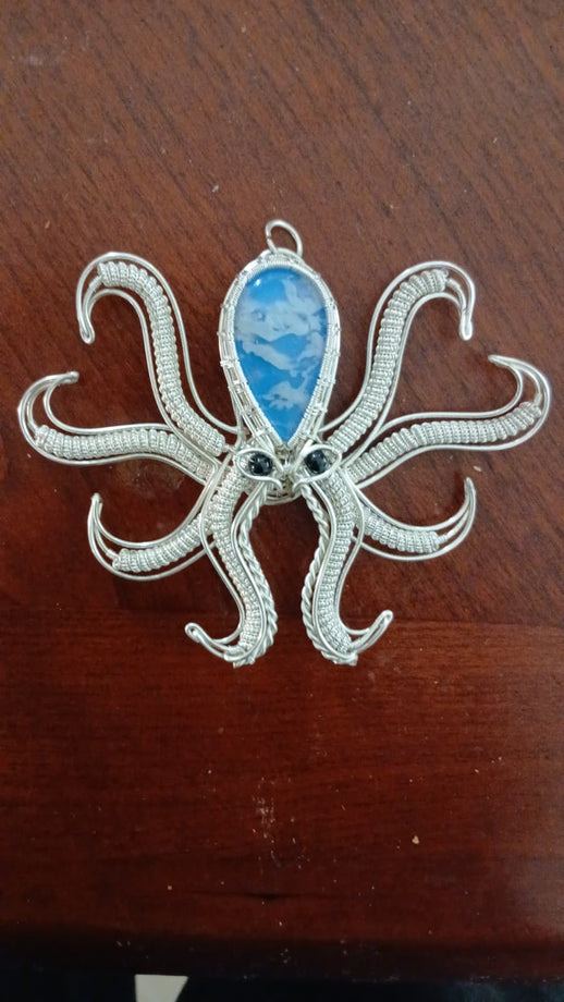 Blue Opal Octopus Pendant
