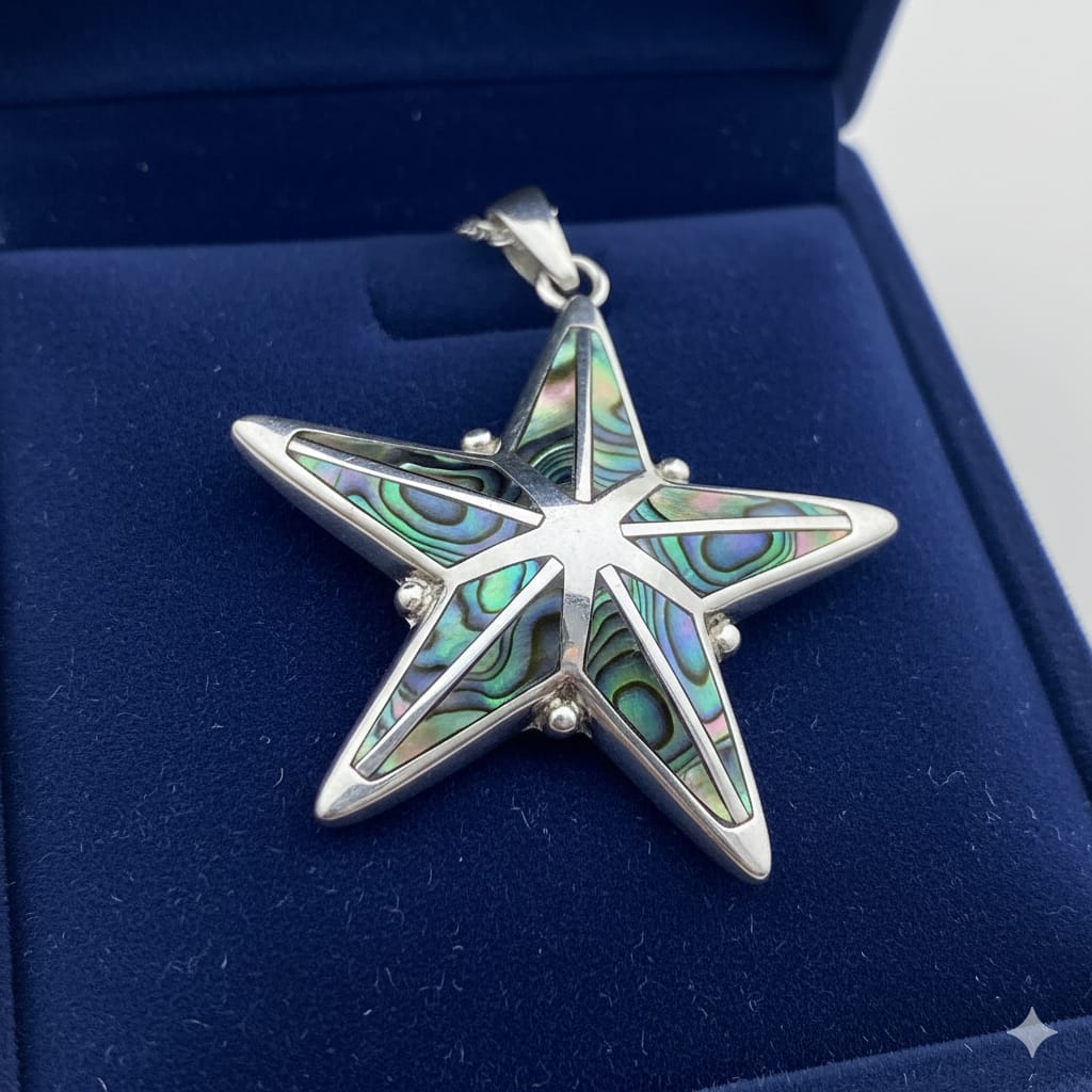 Green Starfish Pendant and Earring Set