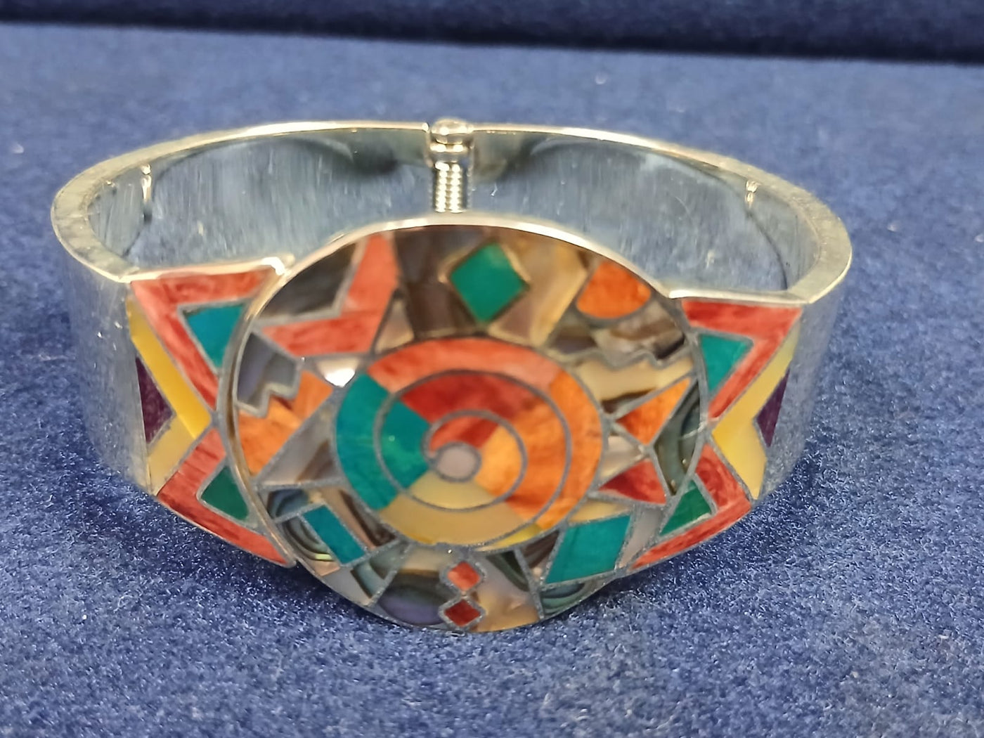 Large Spiral Mosaic Cuff Bracelet