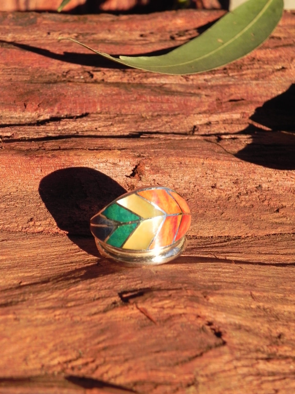 Geometric Stone Inlay Ring