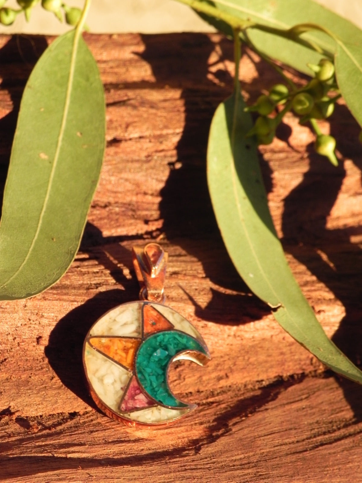 Crescent Triangle Inlay Pendant