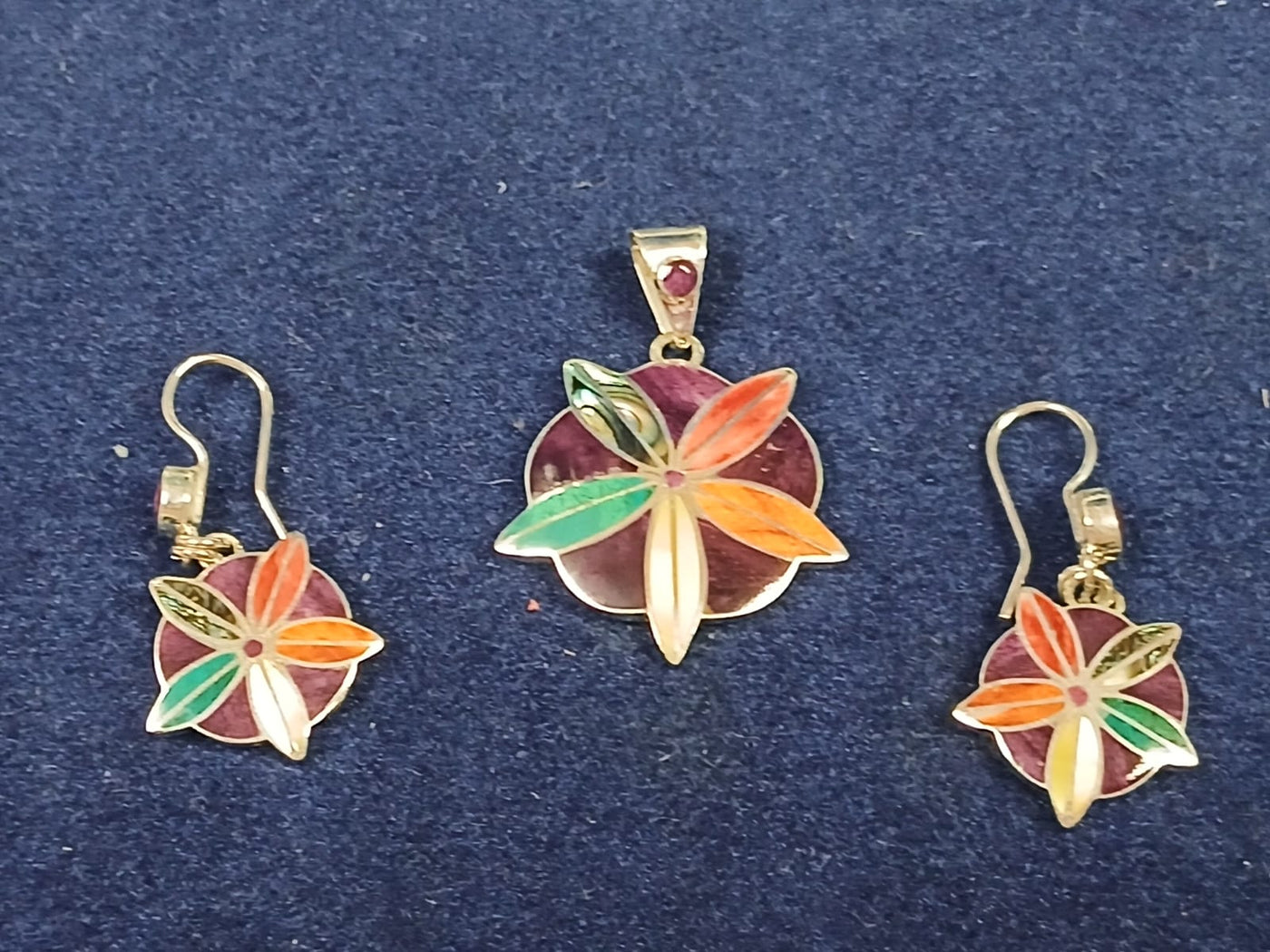 Floral Pendant & Earring Set
