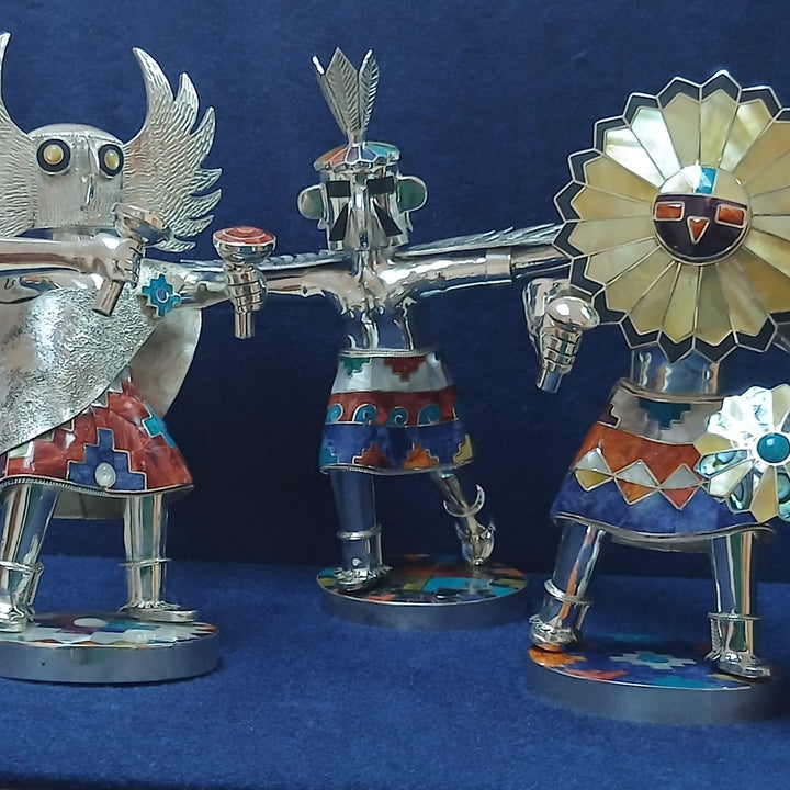 Inca Silver Musician Figurine Trio