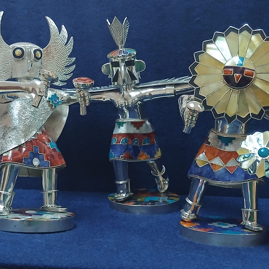 Inca Silver Musician Figurine Trio