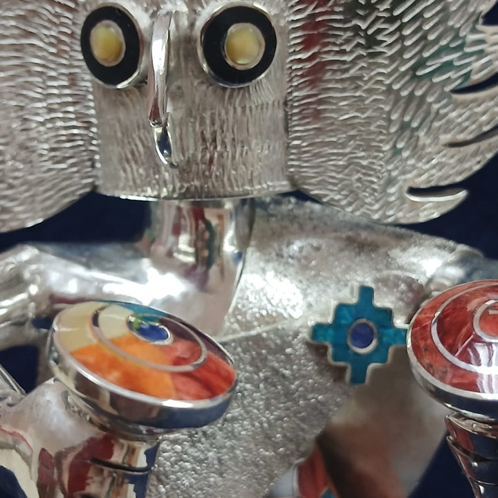 Owl Musician Silver Figurine