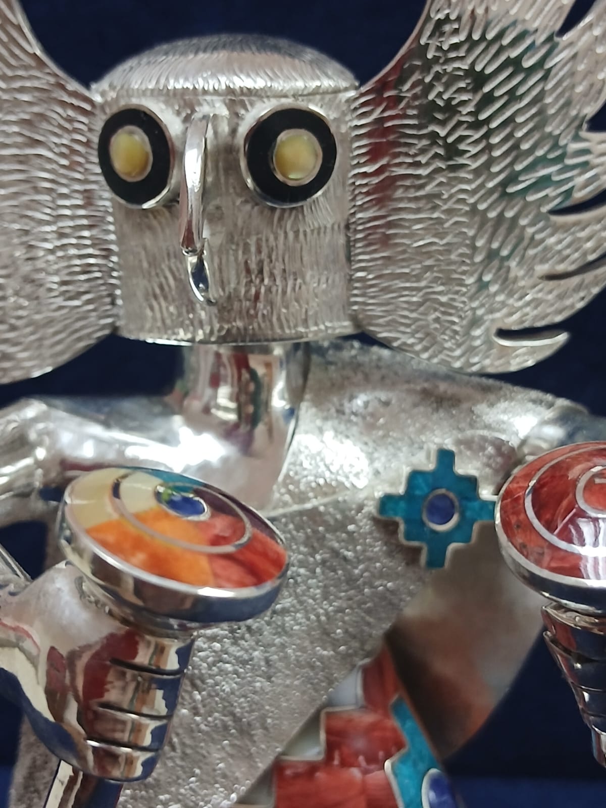 Owl Musician Silver Figurine