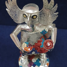 Estimated Owl Musician Silver Figurine