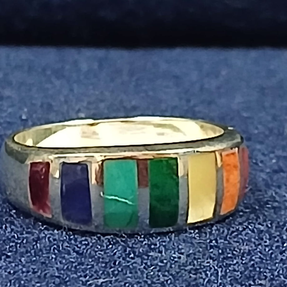 Geometric Mosaic Band Ring