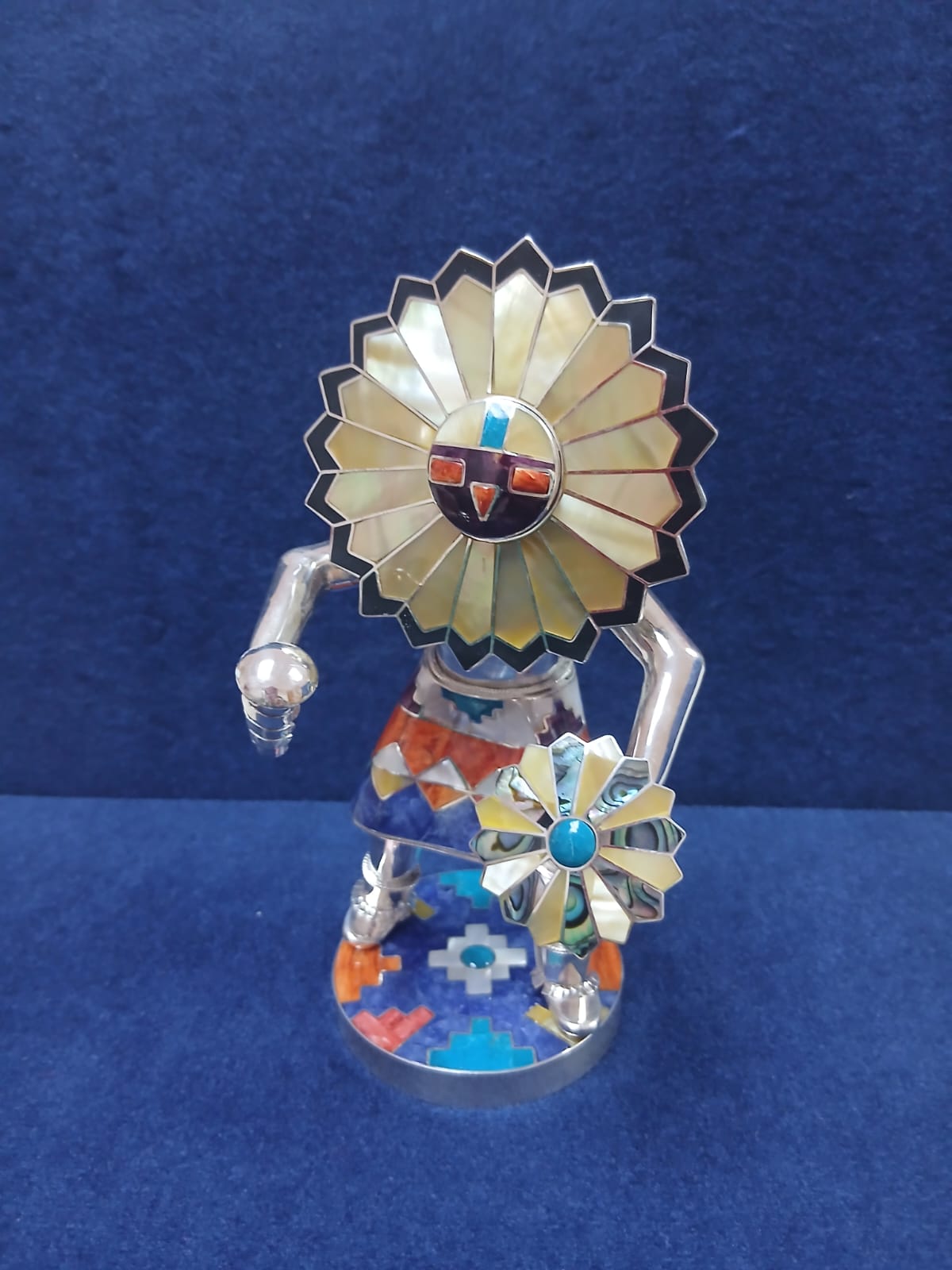 Colorful Inca sun silver figure